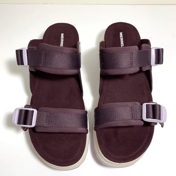 Merrell Alpine Cush Slide Sandals Sport Slip On Wedges Burgundy Size 11 NEW - Picture 5 of 7
